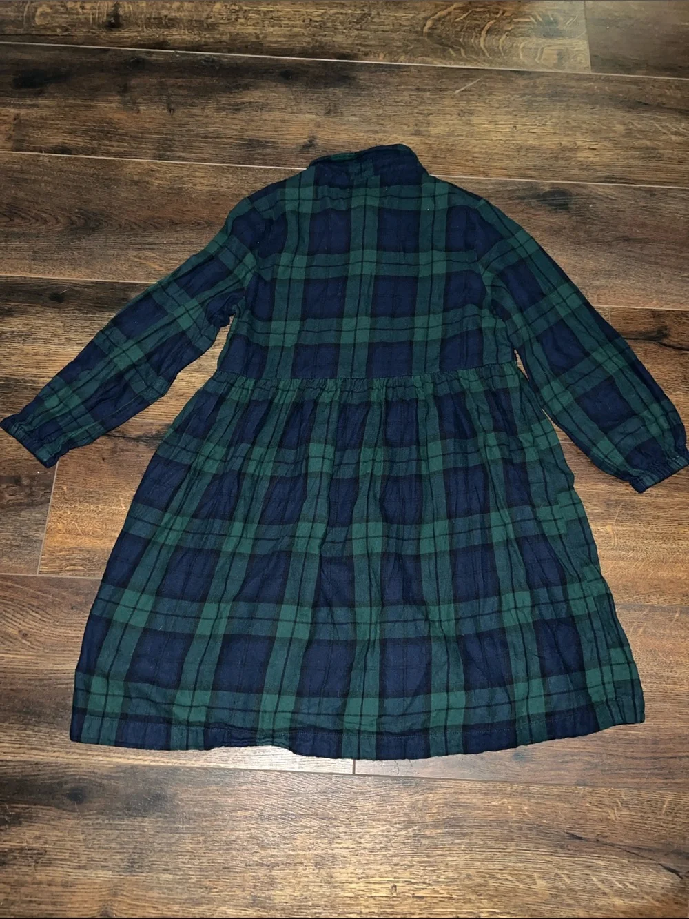 Old Navy Green & Navy Plaid Button-Front Girls' Dress